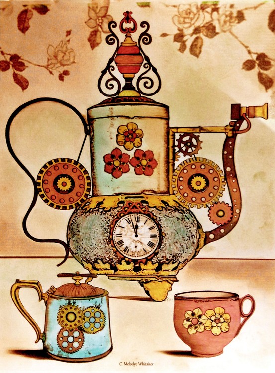 oriental teapot colored