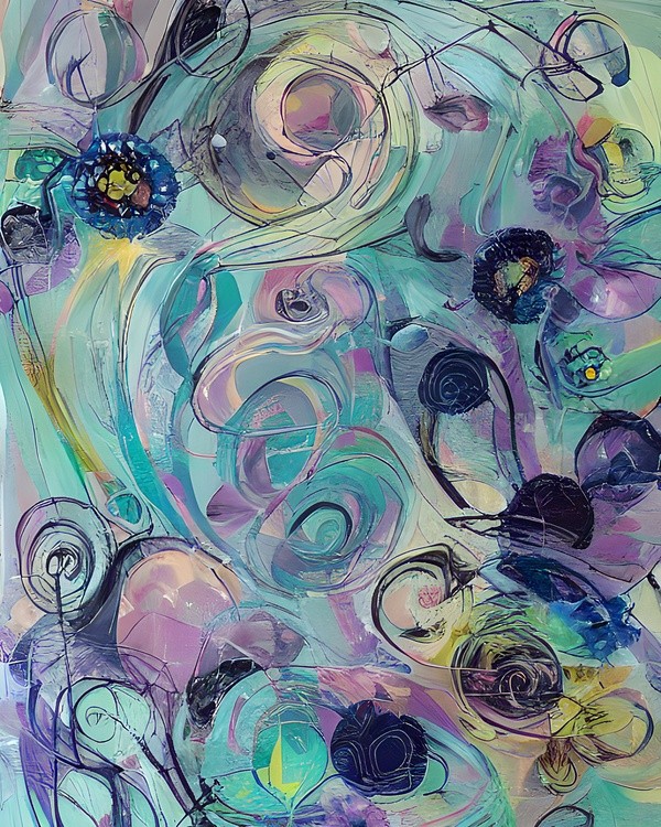 Purple and blue abstract swirls