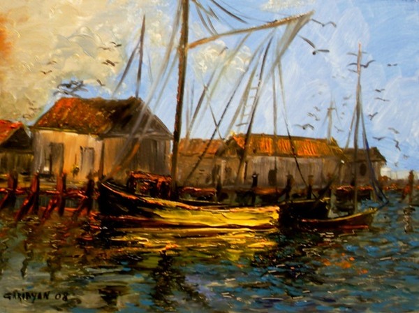 Fishermans Dock 9x12 Original Oil Painting SOLD