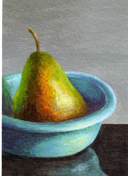 Pear in Blue Bowl
