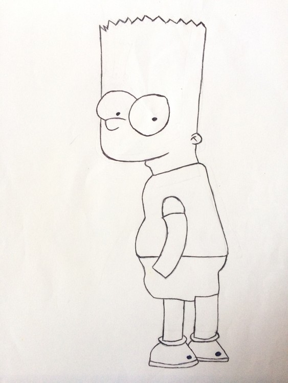 Sketch of Bart Simpson cartoon character 