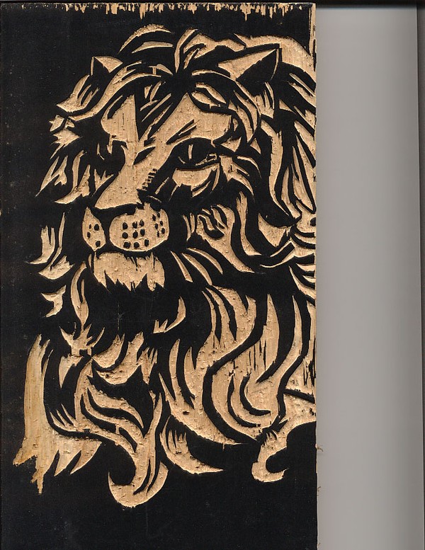 Lion Woodcut plate