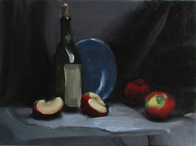 Still Life With Wine Bottle and Apples