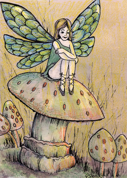 Fairy sitting on Mushroom