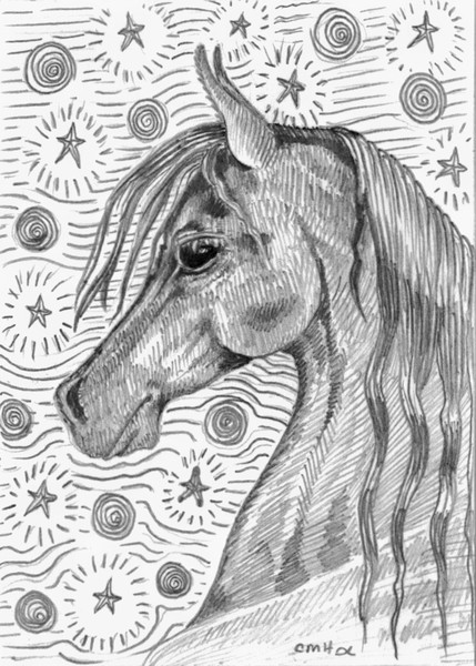 Starry Horse Aceo
