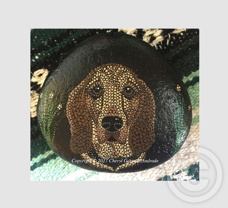 Bella Bloodhound Dot Art River Stone 