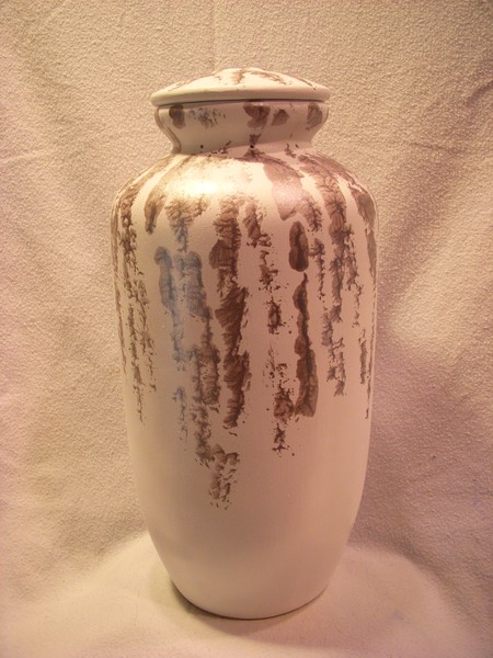 White Tall Modern Waterfall Bio Clay Urn