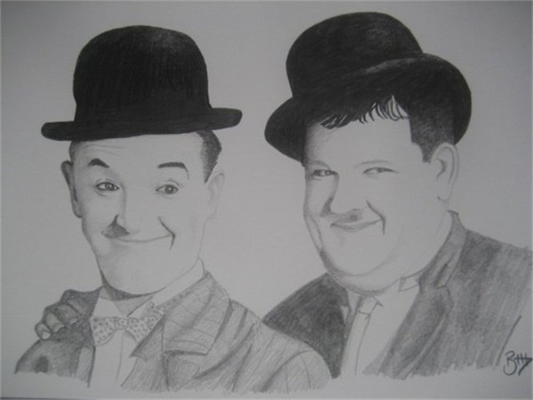 Laurel and Hardy pencil portrait