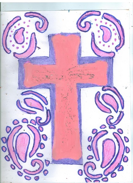 pink cross outlined by purple