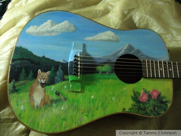 Mountain lion on guitar,