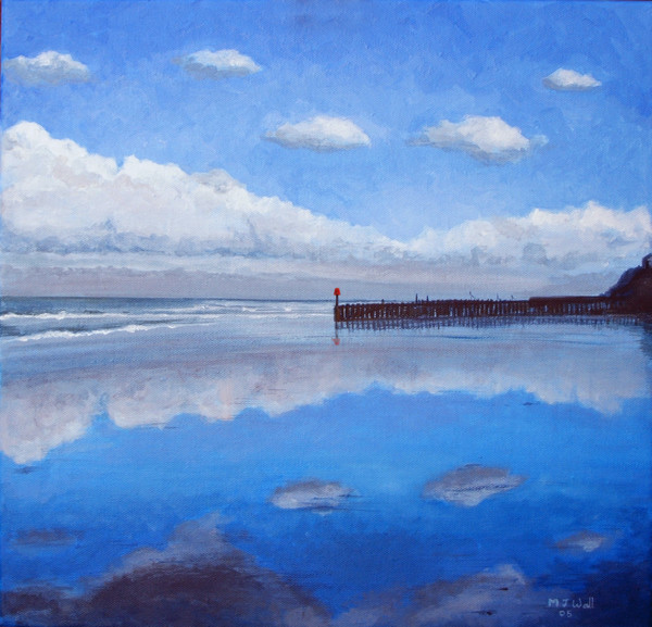 Mundesley beach reflected