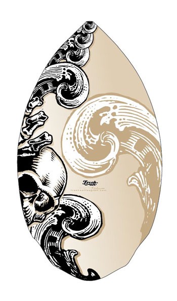 Skimboarddesign Skull n waves