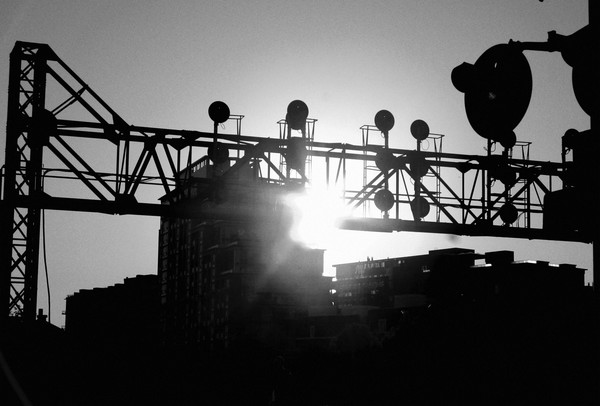 Track lights at Dusk