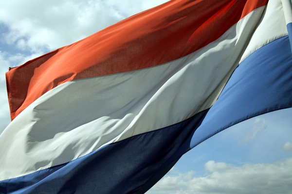 The fluttering flag of the Netherlands