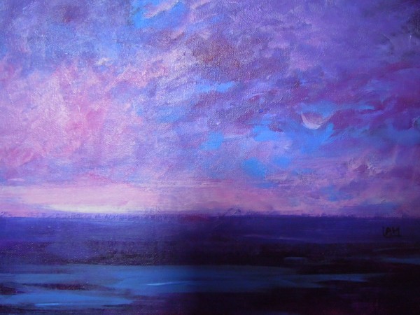 seascape-purple sky