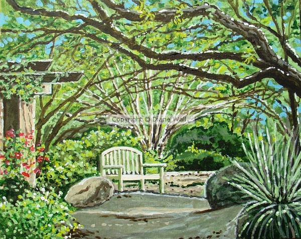 garden paradise acrylic painting by Diane Wall