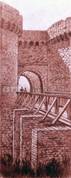 Kalemegdan Fortress and the famous Zindan Gate. Artistic souvenir of Belgrade