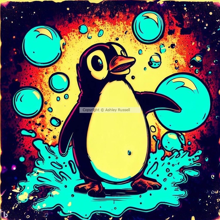 Cute Penguin-Neon Splash