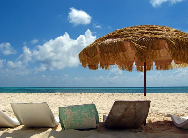 Thatched Umbrella on a Cozumel Beach