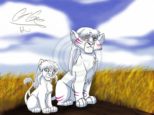 InuYasha and Sesshomaru as Lions With Background