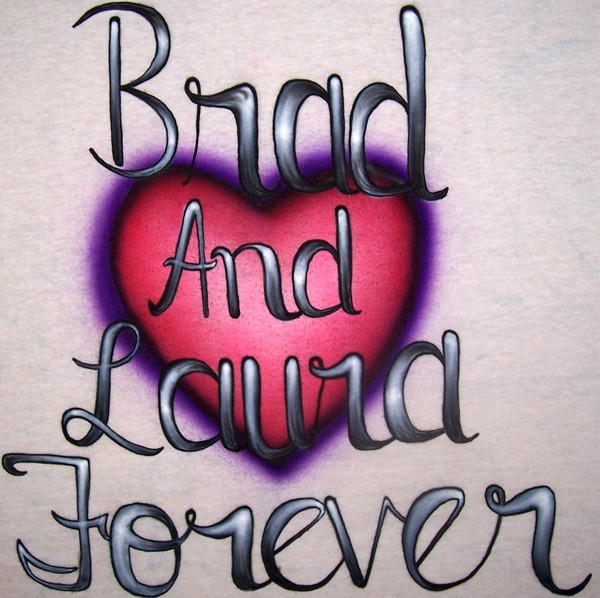 T-shirt Airbrushed Love couples romance Brad Loves