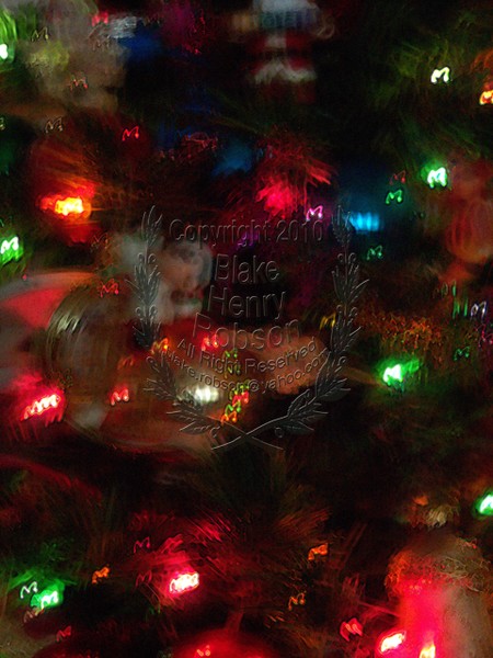Christmas tree, ornaments, tinsel & colorful light