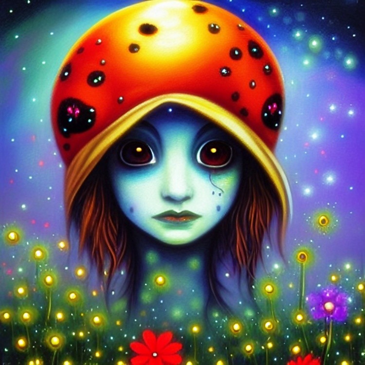 fantasy girl with ladybug hat