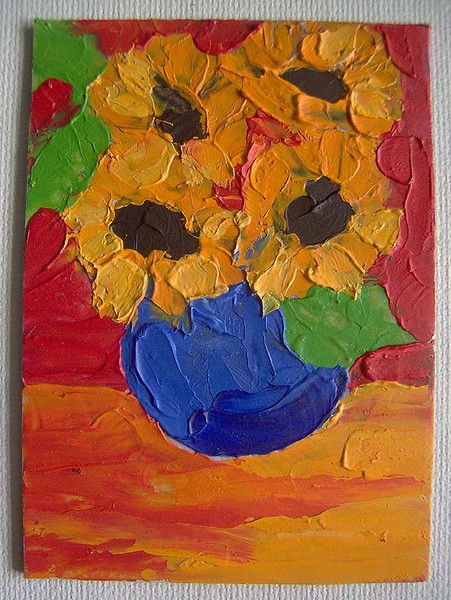 Yellow Sunflowers~Impressionist Miniature