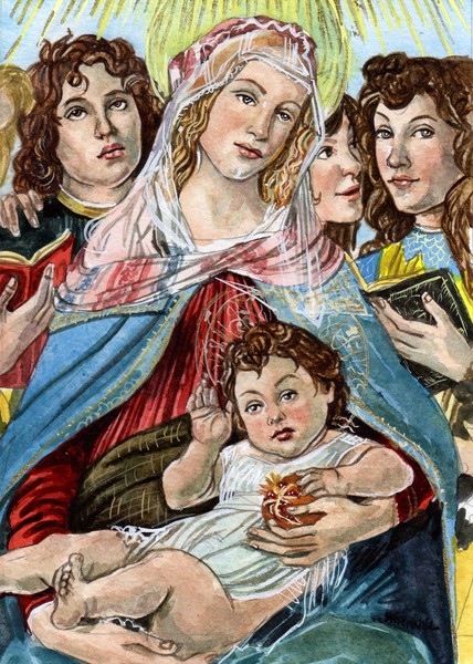 Botticelli Rendition - Madonna of the Pomegranate