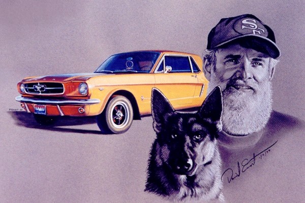 Dog, Man, and His Mustang