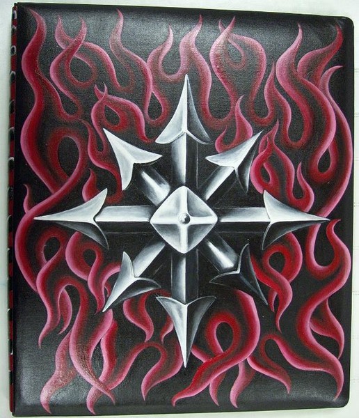 Alchemy chaos symbol with flames..