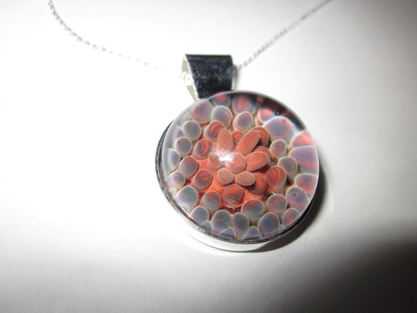 Blown Glass Sterling Necklace Caught in Bloom