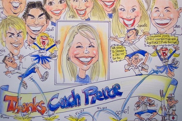Cheerleading Coach Given Caricature Gift