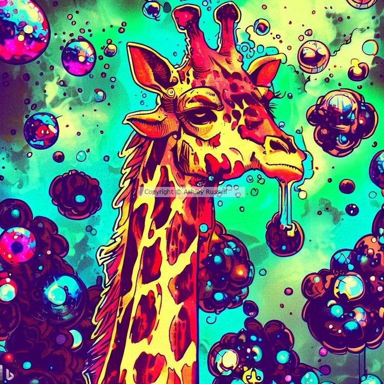 Trippy Giraffe-Neon Drip