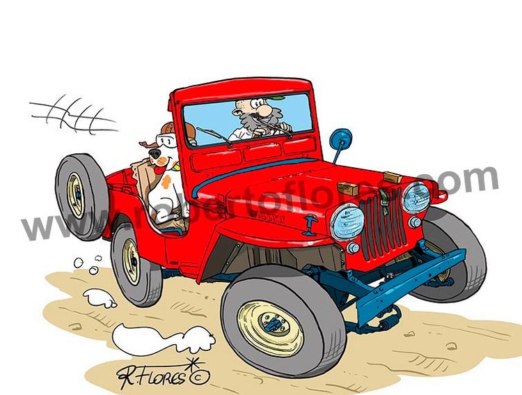 Cartoon Willys jeep CJ3A