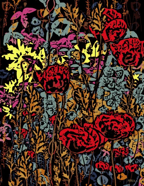 SYMPHONY OF WILDFLOWERS WOODCUT EFFECT