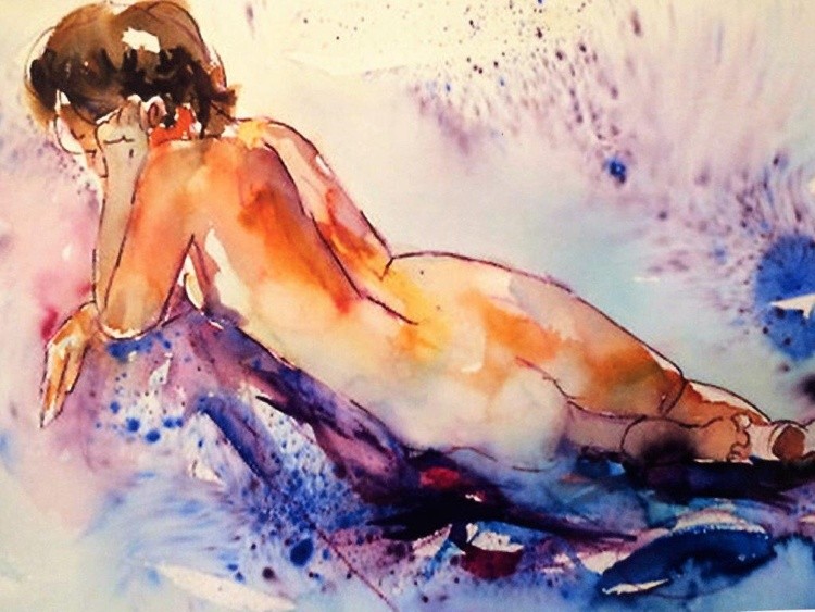 Life drawing model. Painted in watercolours 
