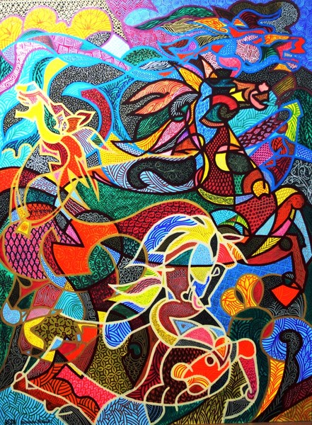 composition  of a Horse--mixed technics 200x150cm.