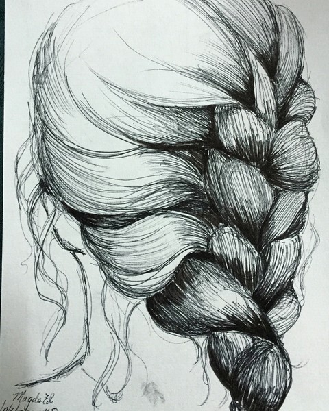 Inktober Day 8 - Hair in a Braid