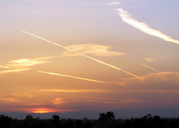 Sunset and Contrails