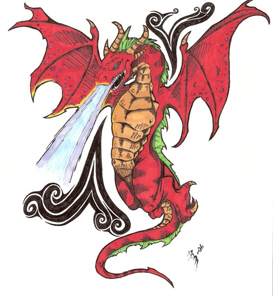 Infernal Dragon Tattoo in Color