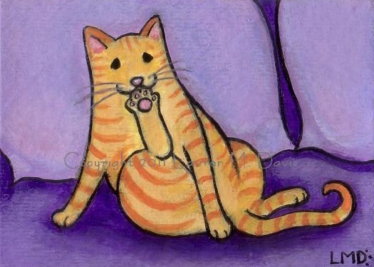 Tabby Cat ACEO 2.5 x 3.5 ATC Art Painting