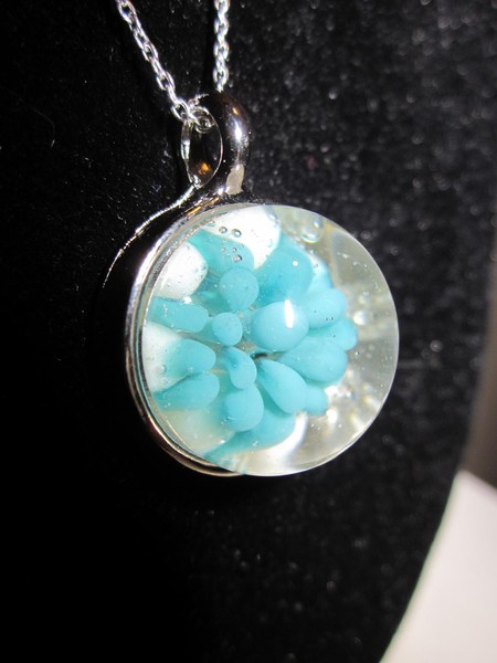 Blown Glass Sterling Necklace Frozen Snowflake