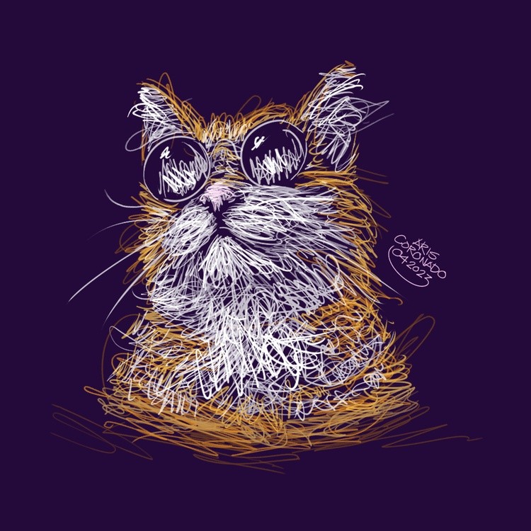 Scribble Art Portrait - CAT ON CHILL