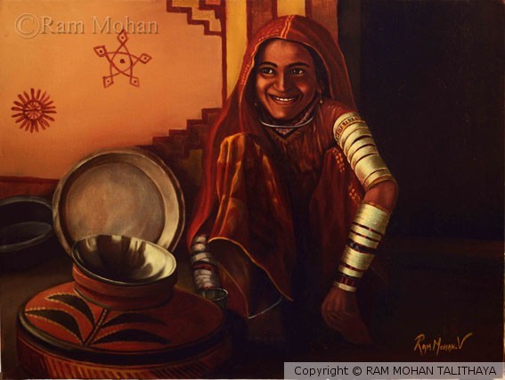 RAJASTHAN GIRL OIL PAINTING