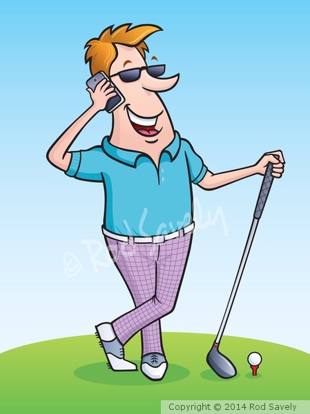 Golfer Talking On His Cell Phone