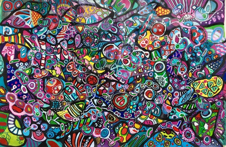 (sold) FULL GAS! 150*100cm, unstretched canvas, beautiful decorative abstract