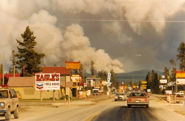 Yellowstone fire in town
