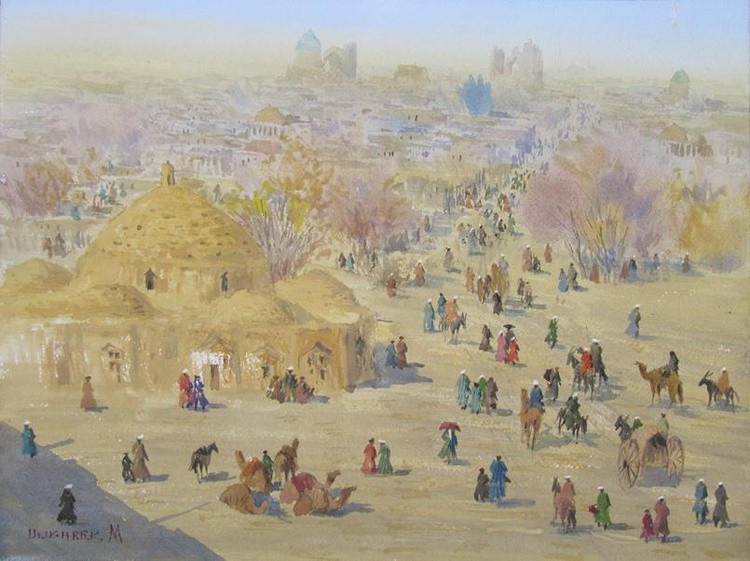 View of the chor-su square in Samarkand