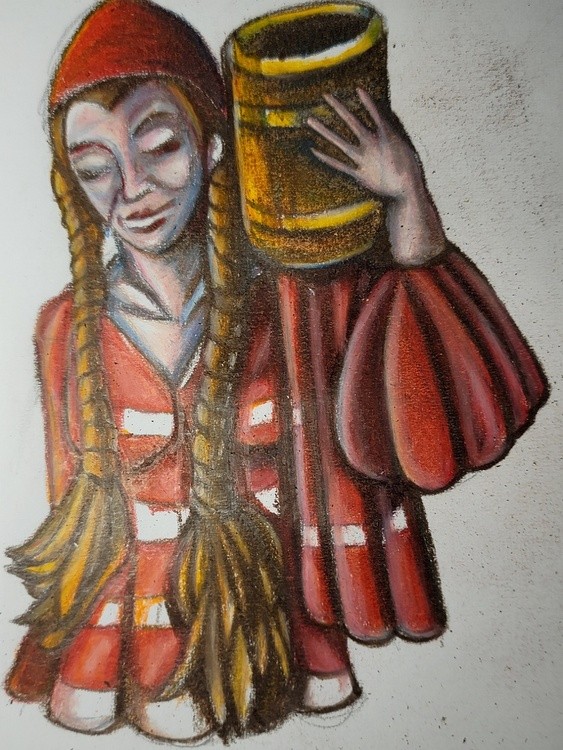 Gypsy Girl( Girl with a red turban and a bucket)